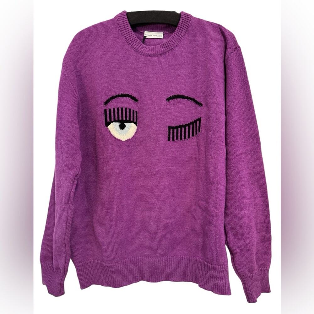 🆕 Chiara Ferragni Winking Eye Purple Sweater